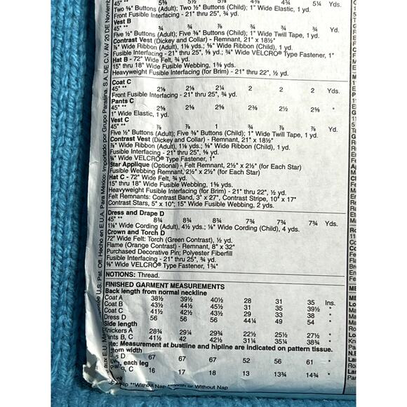 McCalls 6143 costume mens uncle sam statue of liberty lincoln size large 40 42 - Picture 5 of 7